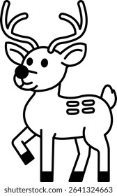 black and white illustration of a reindeer