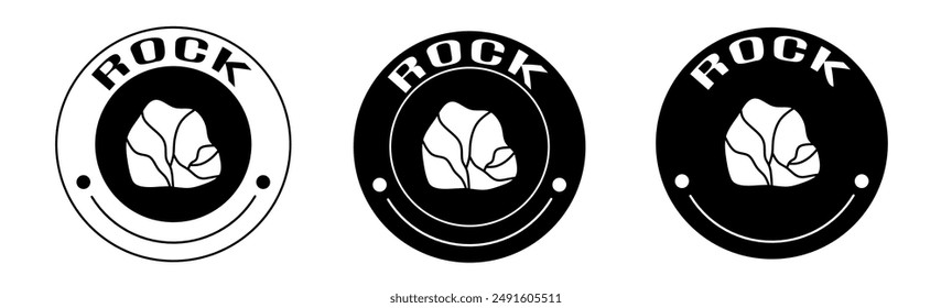 Black and white illustration of rock icon in flat. Stock vector.