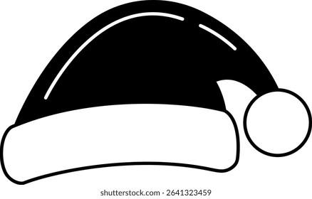 black and white illustration of a santa hat