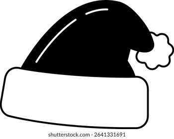 black and white illustration of a santa hat