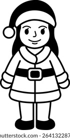 black and white illustration of a santy claus