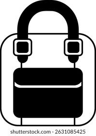 black and white illustration of a school bag
