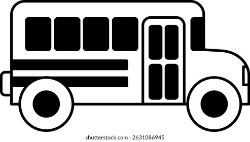 black and white illustration of a school bus 