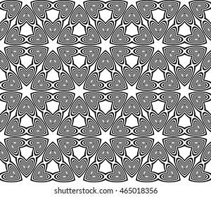 Black and white illustration. A set of concentric circles. Vector. For the design, printing, interior design. Seamless pattern.
