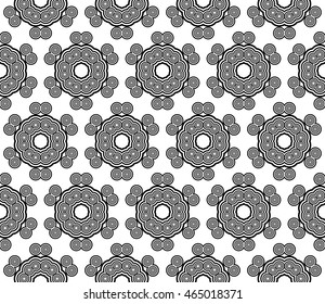 Black and white illustration. A set of concentric circles. Vector. For the design, printing, interior design. Seamless pattern.