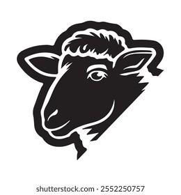 black and white illustration of a sheep standing on a textured background