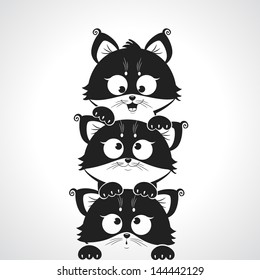 Black And White Illustration Silhouette Cute Kittens