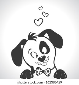 black and white illustration silhouette cute dog