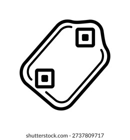 Black and white illustration of a SIM card with two squares representing chip areas.