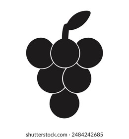 Ilustración en blanco y negro de un simple racimo de uvas. Ilustración vectorial