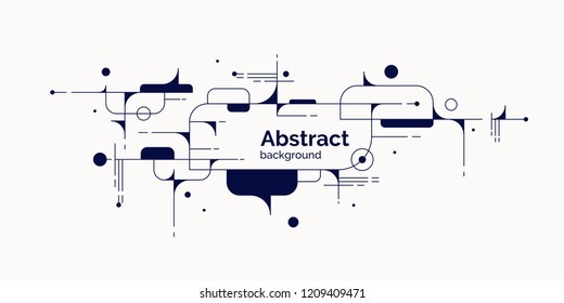 Black and white illustration of simple repeating shapes. Modern poster