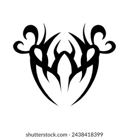 Ilustración en blanco y negro del diseño simple del tatuaje tribal