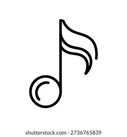 Black and white illustration of a single eighth note symbol on a plain white background