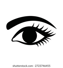 Ilustración en blanco y negro de un solo ojo humano con cejas y pestañas