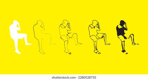 Black and white illustration of sitting style figures of people hanging out