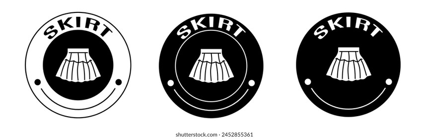 Black and white illustration of skirt icon in flat. Stock vector.