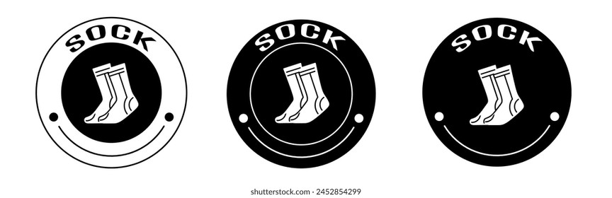 Black and white illustration of sock icon in flat. Stock vector.