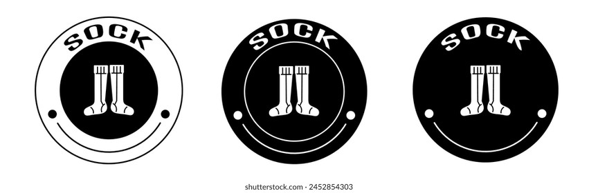 Black and white illustration of sock icon in flat. Stock vector.