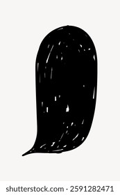 Black and white illustration of a speech bubble. Simple speech bubble design. Speech bubble with a hand-drawn look. Artistic speech bubble shape. Communication vector element.