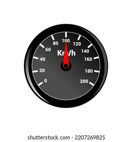 Black and white illustration of a speedometer.