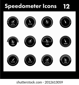 Black and White Illustration Of Speedometer Icon In Flat Style.