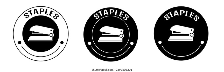 Black and white illustration of staples icon in flat. Stock vector.