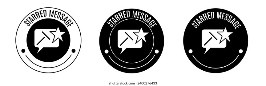 Ilustración en blanco y negro del icono del mensaje estelar en plano. Vector de material.