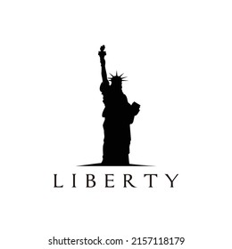 A black and white illustration of a Statue of Liberty sign