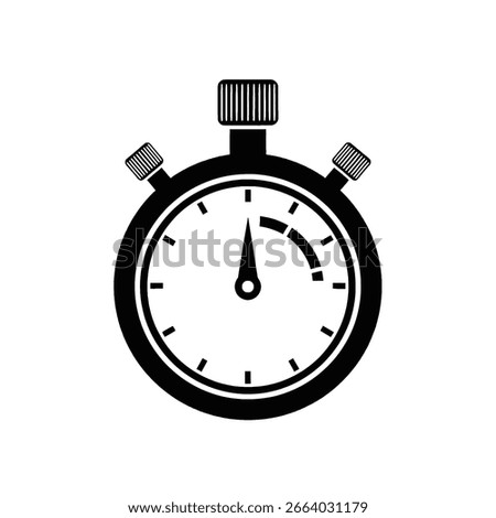 Black and white illustration of a stopwatch with a short time interval displayed.