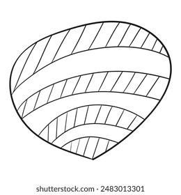 Ilustración en blanco y negro de una cáscara rayada, Clipart, página para colorear