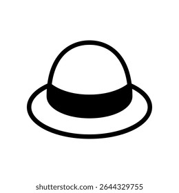 Black and White Illustration of a Stylish Rounded Hat Icon