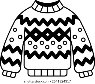 black and white illustration of a sweater