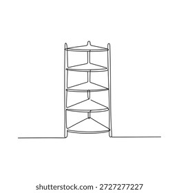 Ilustração em preto e branco de uma prateleira vazia alta