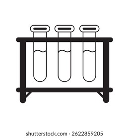 Black and White Illustration of Test Tubes in a Rack
