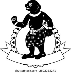 black and white illustration of Thai Shadow puppetry show Ai Teng logo