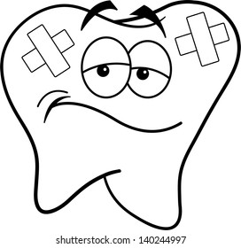 Black White Illustration Tooth Bandages Stock Vector (Royalty Free ...