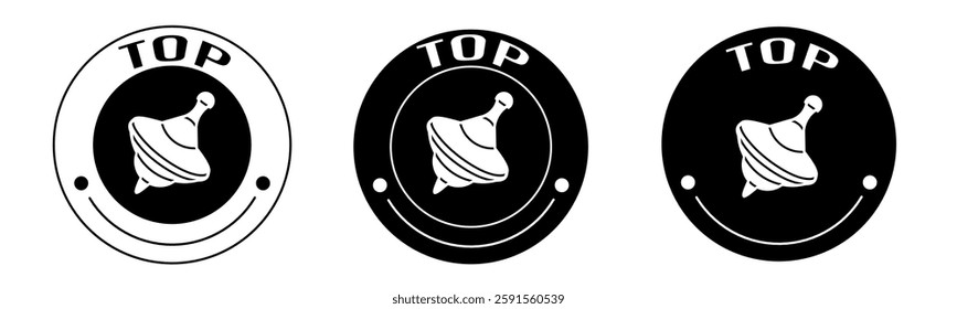 Black and white illustration of top icon in flat. Stock vector.