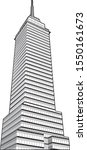 black and white illustration of torre latinoamericana in mexico city
