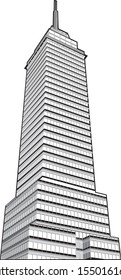 black and white illustration of torre latinoamericana in mexico city