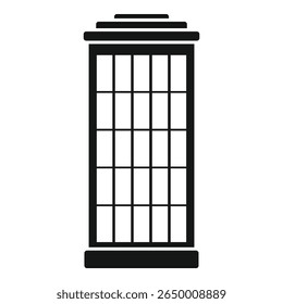 Ilustração em preto e branco de uma cabine telefônica tradicional em inglês