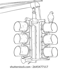 Black and white illustration of a traffic light. Vector illustration.
