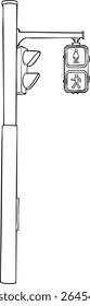 Black and white illustration of a traffic light. Vector illustration.