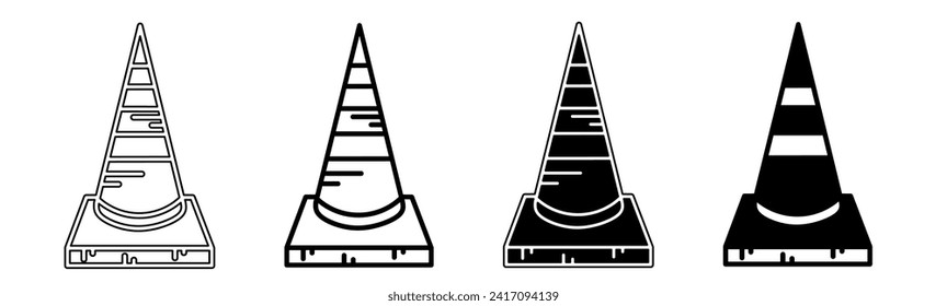 Black and white illustration of a traffict sign. Traffict sign icon collection with line. Stock vector illustration.