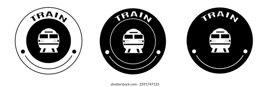 Black and white illustration of train icon in flat. Stock vector.