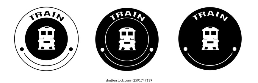 Black and white illustration of train icon in flat. Stock vector.