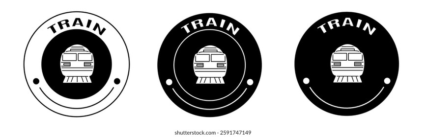 Black and white illustration of train icon in flat. Stock vector.