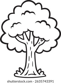 Black and white illustration of a tree