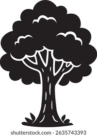 Black and white illustration of a tree