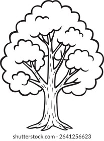 Black and white illustration of a tree
