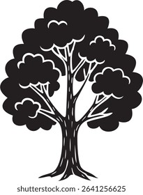 Black and white illustration of a tree
